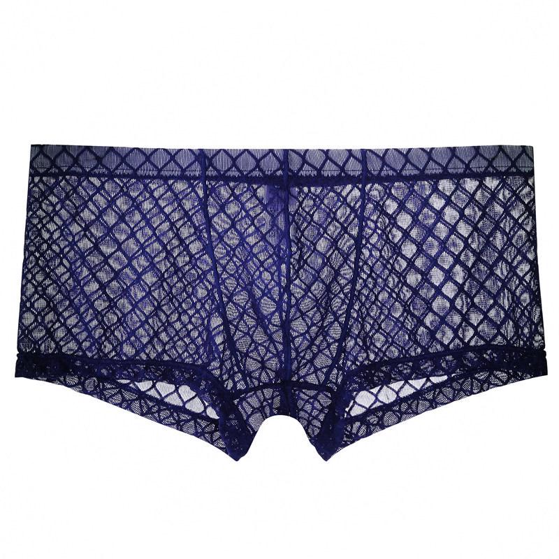 Youye Men's Mesh Transparent Low-Waist Summer Boxer Briefs - Breathable and Trendy Youth Underwear