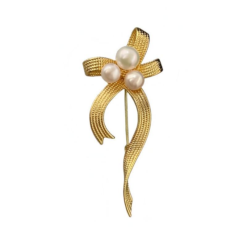 Bow Ribbon Brooch, High-end Women's Luxurious and Elegant, Pearl Brooch, Design Sense, Niche Brooch