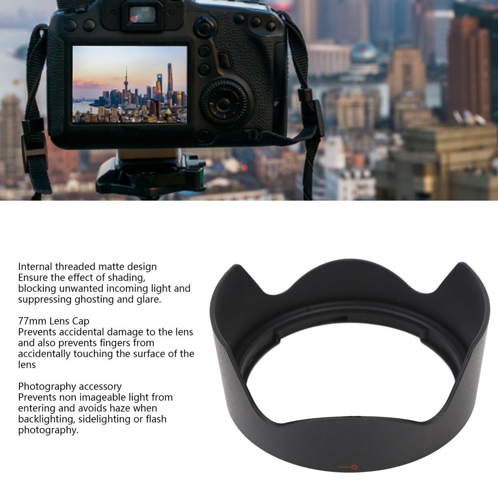 EW 83L Camera Lens Hood ABS Lens Hood Shade with 77mm Lens Cap for EF 24 to 70mm F/4.0L USM Standard Zoom Lens