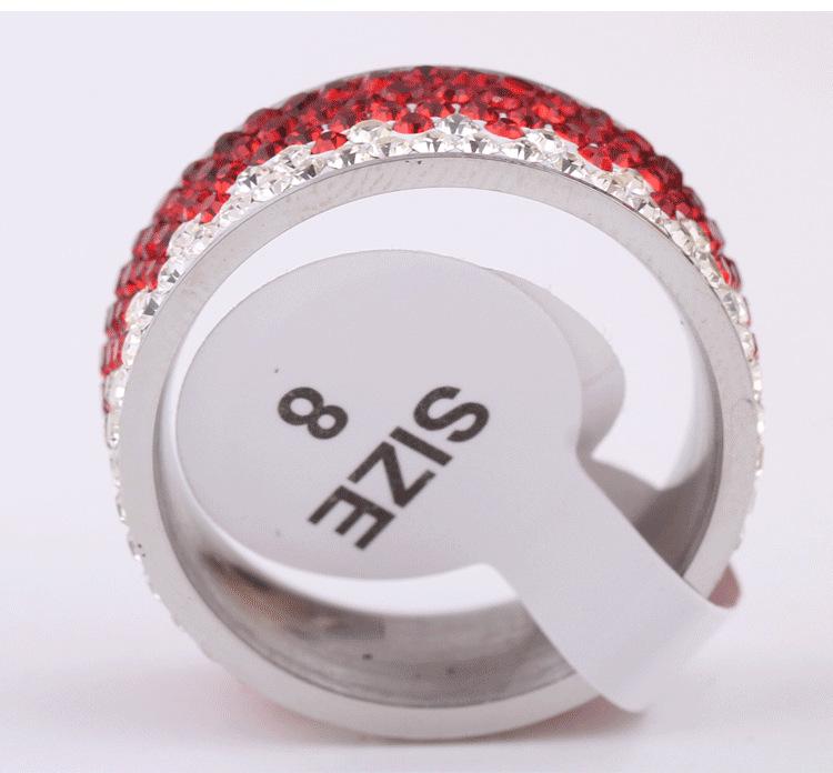 8MM Rhinestone Gradient Student Fashion Stainless Steel Ring