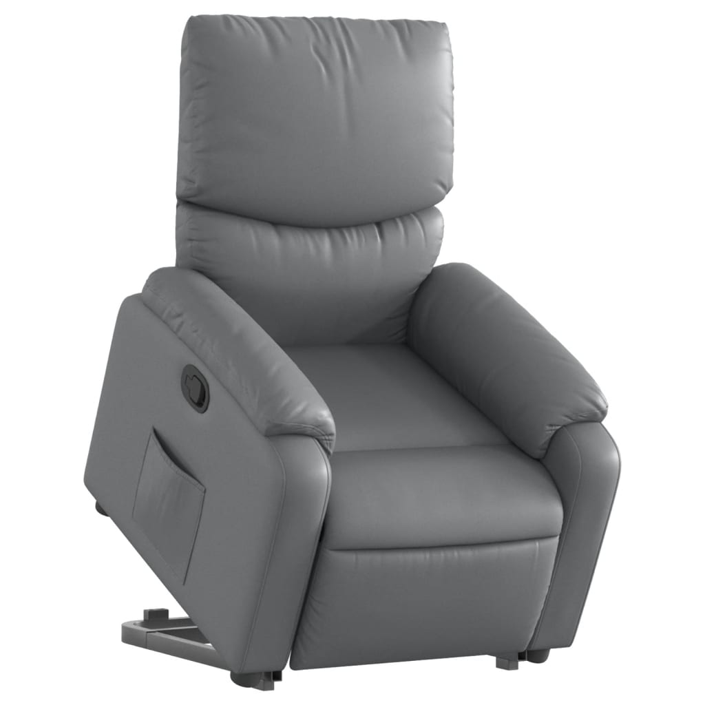 Vidaxl Lift and Recline Armchair, Grey, Upholstered In Faux Leather