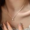 Asymmetrical Chain Pearl Necklace Women's New Light Luxury Niche Versatile Simple High-end Clavicle Chain