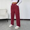 Womens High-Waisted Cargo Pants Loose Fit Streetwear Trousers With Multiple Pockets Lightweight Acetate Blend