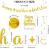 12Pcs Golden Birthday Party Decorations Includes Happy Golden Birthday Banner,10Pcs gold hanging swirls, 1Pcs Glitter Golde Cake Topper.