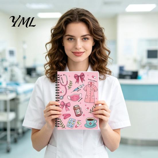 Healthcare Practitioner Journal Medical Themed Coil Notebook, Double Cover Design Thick Ink-proof Paper School Writing Notebook Notepad, Spiral Bound