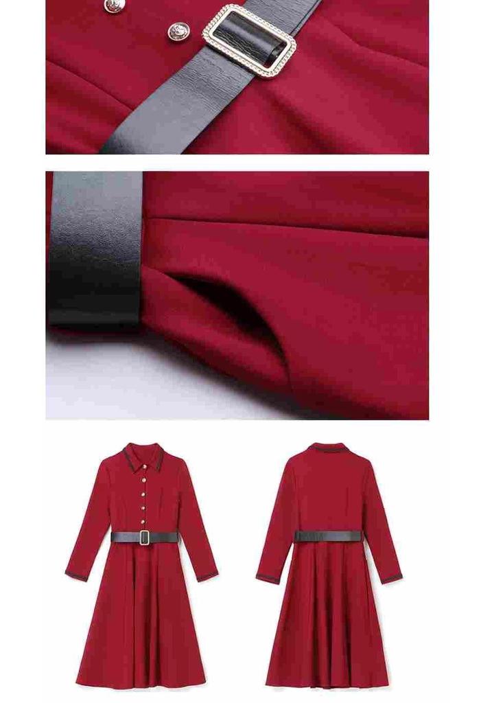 Plus Size Waist-Cinched Long Sleeve Shirt Dress for Women - Spring/Autumn 2026 Mid-Length Elegant Style