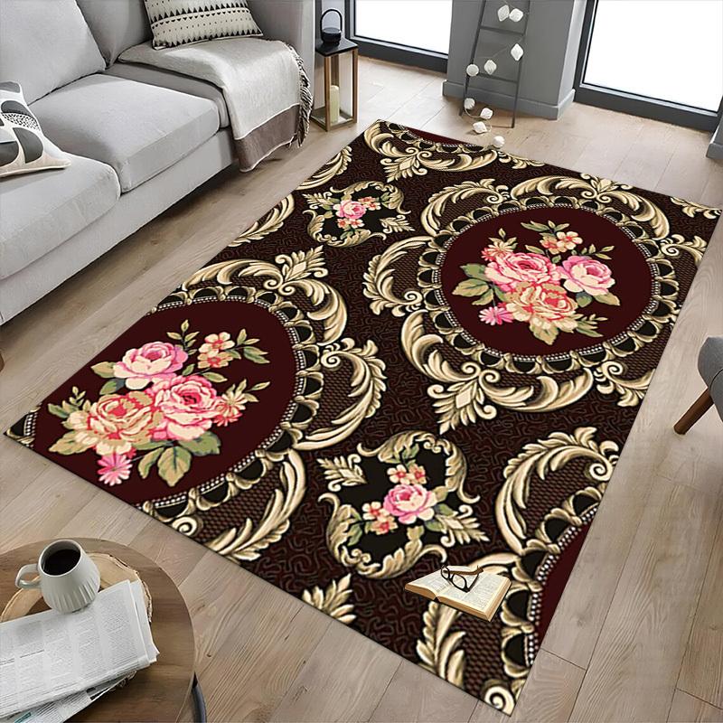 1PC Floral Pattern Extra Large Non Slip Floor Carpet, Office, Family, Bedroom, Studio Large Area Rug Indoor Rugs, , Vibrant Colors