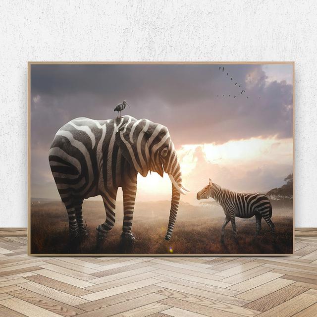 Czarno-biała linia zwierzęta obrazy na płótnie streszczenie Zebra plakaty i druki Cuadros obrazy na ścianę Home Decor bez ramki