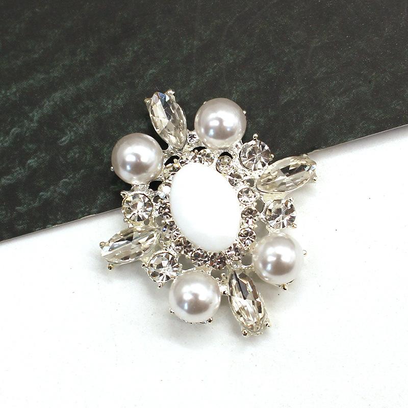 

35*40mm Oval Alloy Flat Bottom Decorative Accessories Pearl Rhinestone Flower Plate DIY Accessories