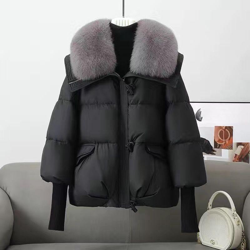 

Down Cotton-padded Jacket for Women In Winter Thick Short Loose and Warm Cotton-padded Jacket with Patchwork S