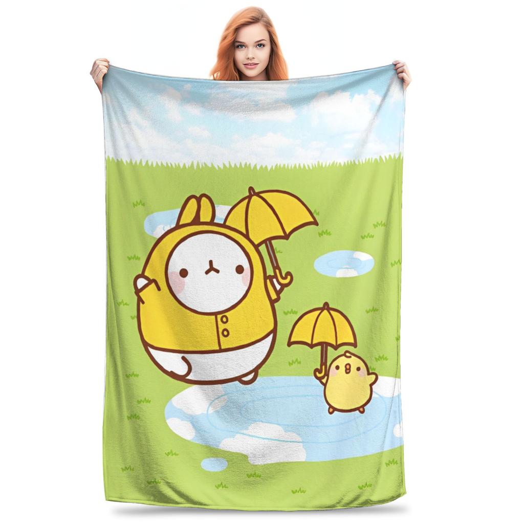M-Molangs with Piupiu Flannel Throw Blankets  Blankets for Bed Car Warm Bedspread,