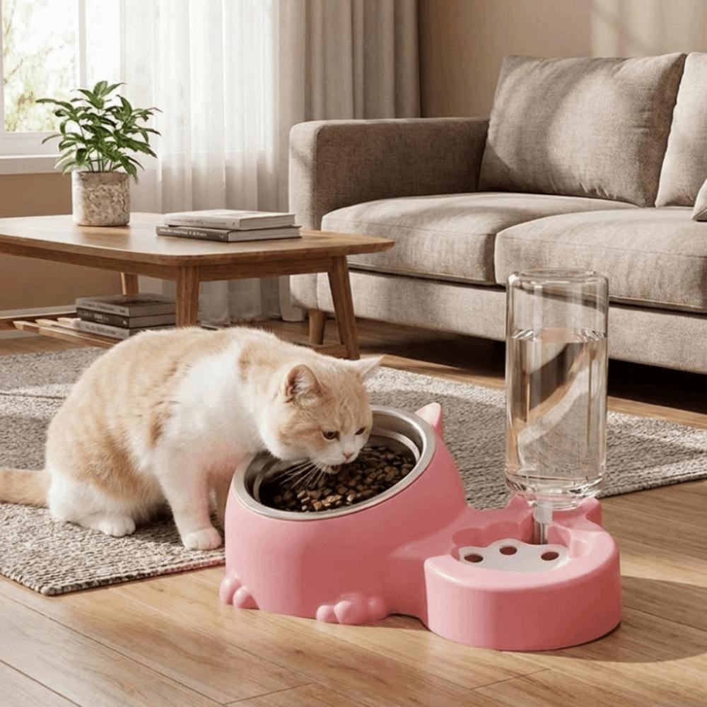 Large Capacity Automatic Pet Feeder Neck Protection Pet Food Bowl for Cats Dogs