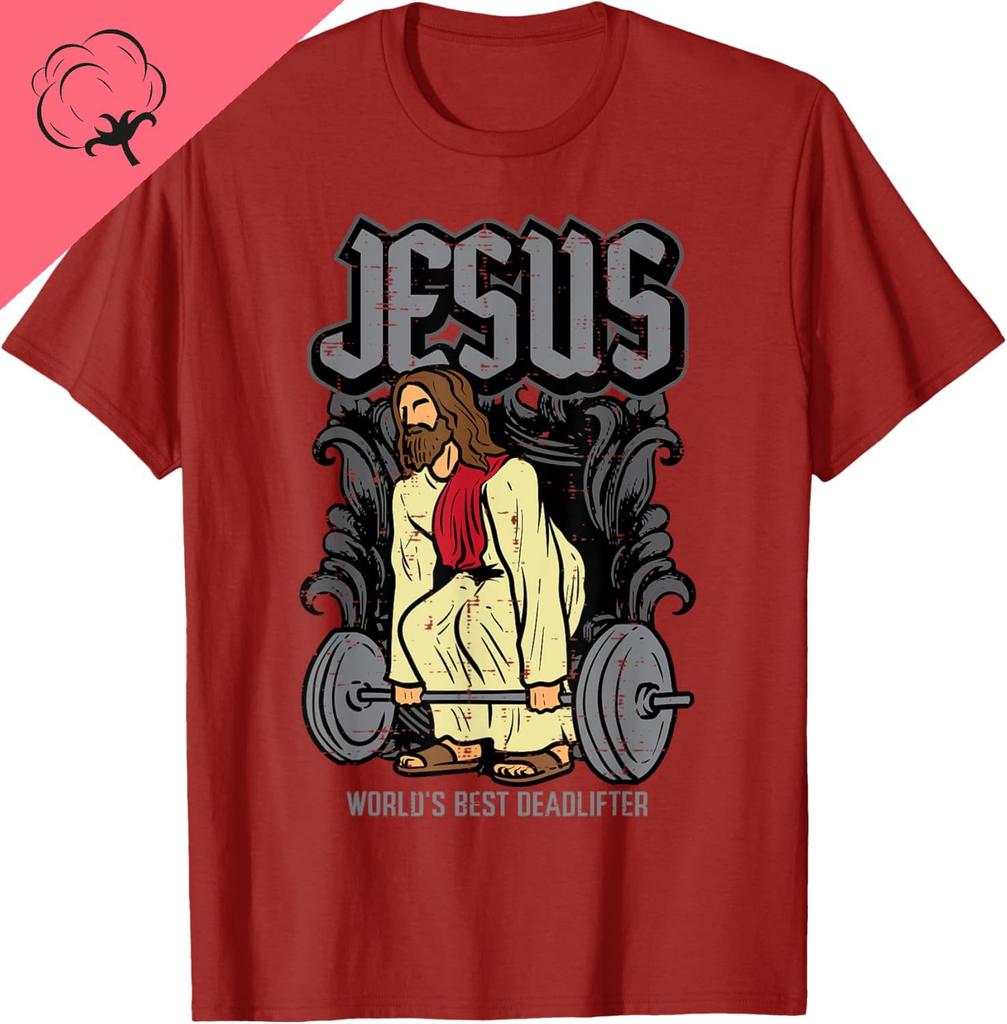 Hot Sale Camisetas Gym Jesus Worlds Best Deadlifter Christian Workout Unisex TShirt Crewneck Vintage Graphic T Shirts