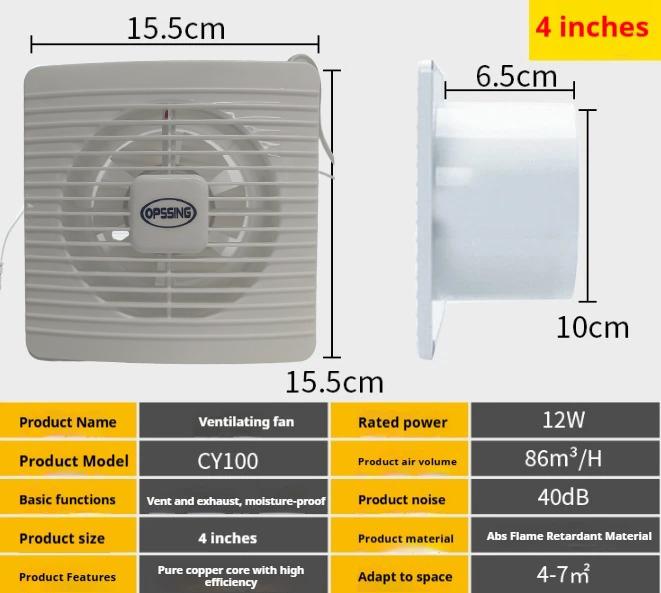 220V 4/6/7 palců 110/150/180mm tichý Větrací Silný Odsávací Ventilátor pro Okno Stěnu Koupelnu Toaletu Kuchyň Montovaný