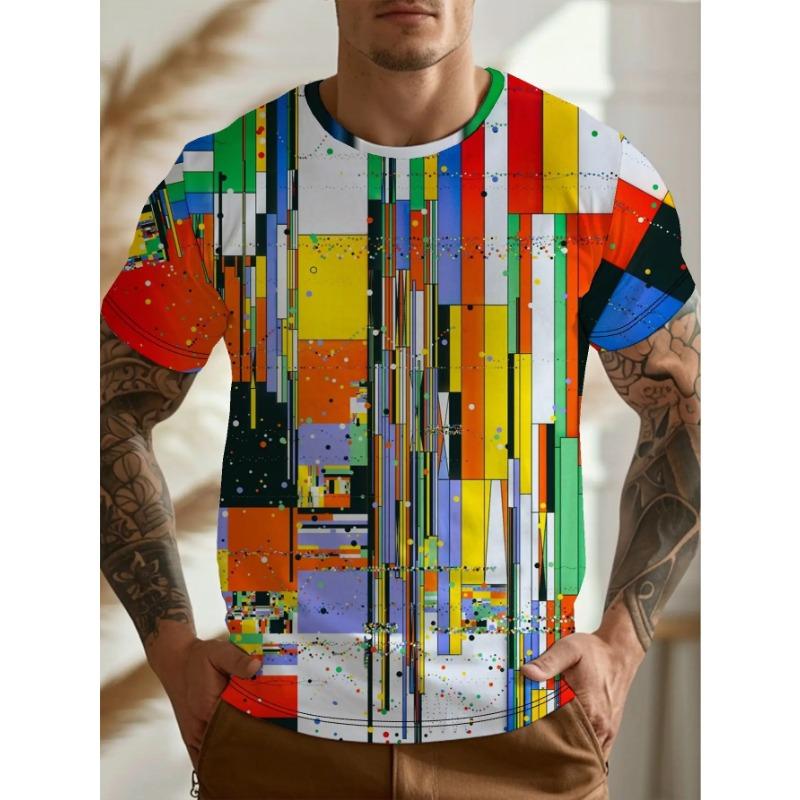 Men s 3D Fully Printed Short Sleeve Round Neck Casual Summer Shirt S