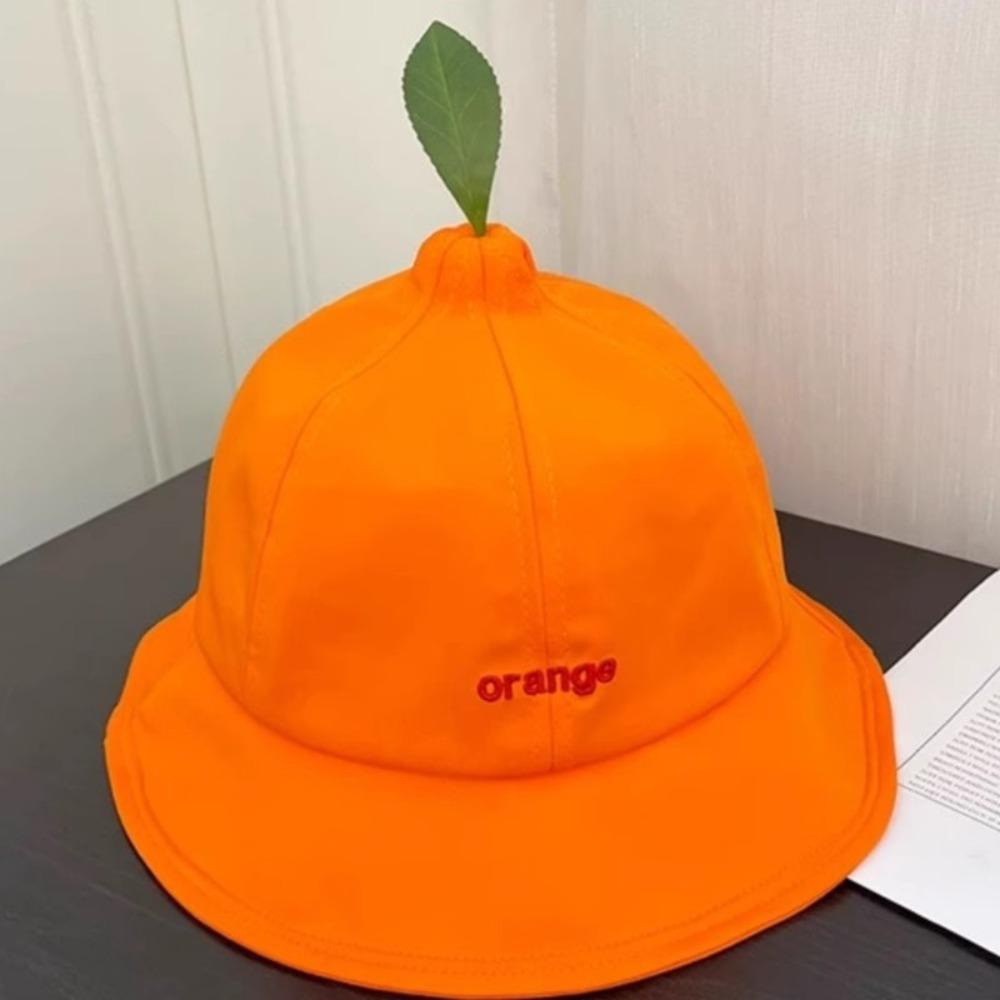 Quick-dry Creative Orange Bucket Cap Cotton Embroidered Letter Sun Hat Orange Fisherman Hat  Travel