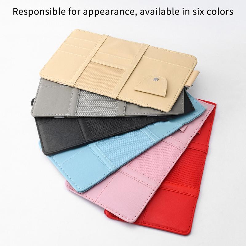 Sunshade Storage Bag Pu Leather Multi-Pocket Net Zipper Car Sun Visor Organizer Sunglasses Holder For Car Interior Accessories