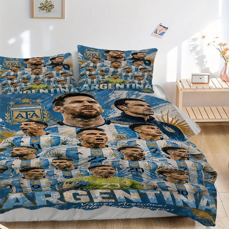 3Pcs Argentina Soccer Team Bedding Sets For All Sizes New 3D Printed Bed Cover Comforter Duvet Cover Pillowcase Bedroom Decoration