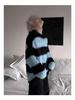 Maglione Retro da Uomo in Finta Pelliccia di Vison - Lavorazione a Maglia con Strisce a Contrasto, Morbido e Accogliente per Autunno/Inverno