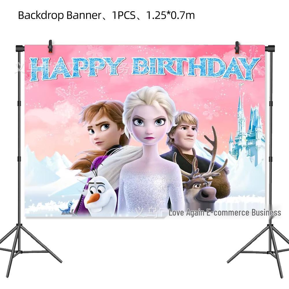 Pink Frozen Elsa Birthday Party Tableware Set: Plates, Napkins, and Decorations