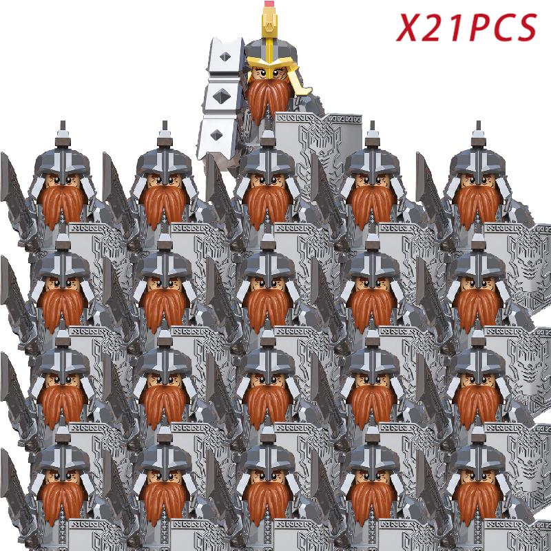 New MOC LOTR Soldier Dwarf Army Figures Armor Guard Warrior Medieval Knights Building Blocks Bricks Toys Gifts