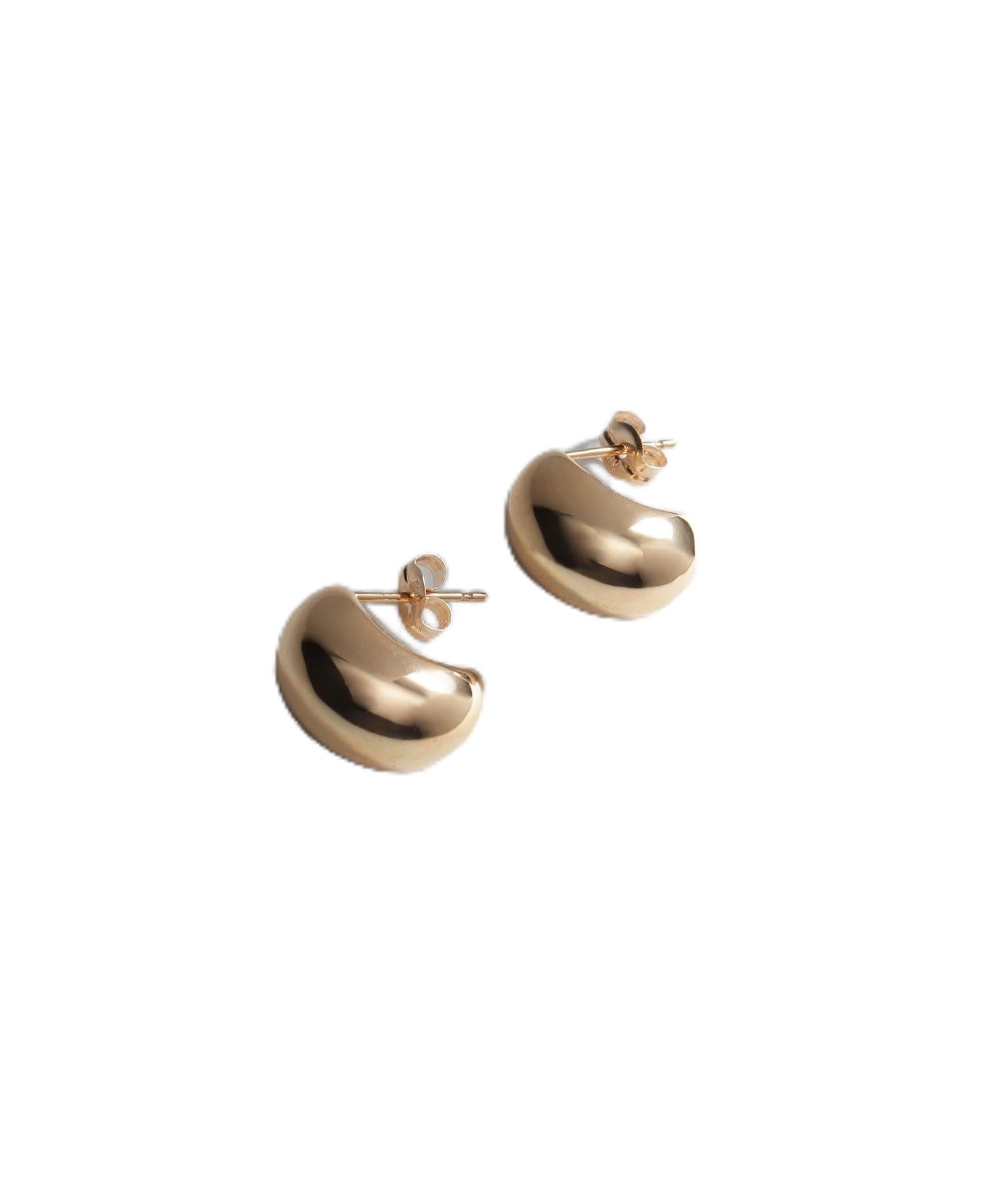 

K10 Hollow Pear Shape Hoop Stud Earrings Yellow Gold 00 [Kokoshnik] (100)