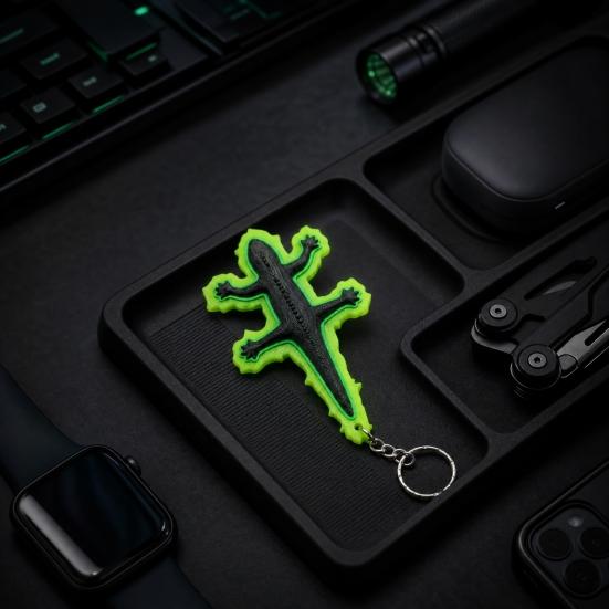 3D Printed Lizard Keychain, Glow in The Dark Pendant with Luminous Edges, Anime Keychain Pendant from The Adventures of Jackie Chan Metal Keychain