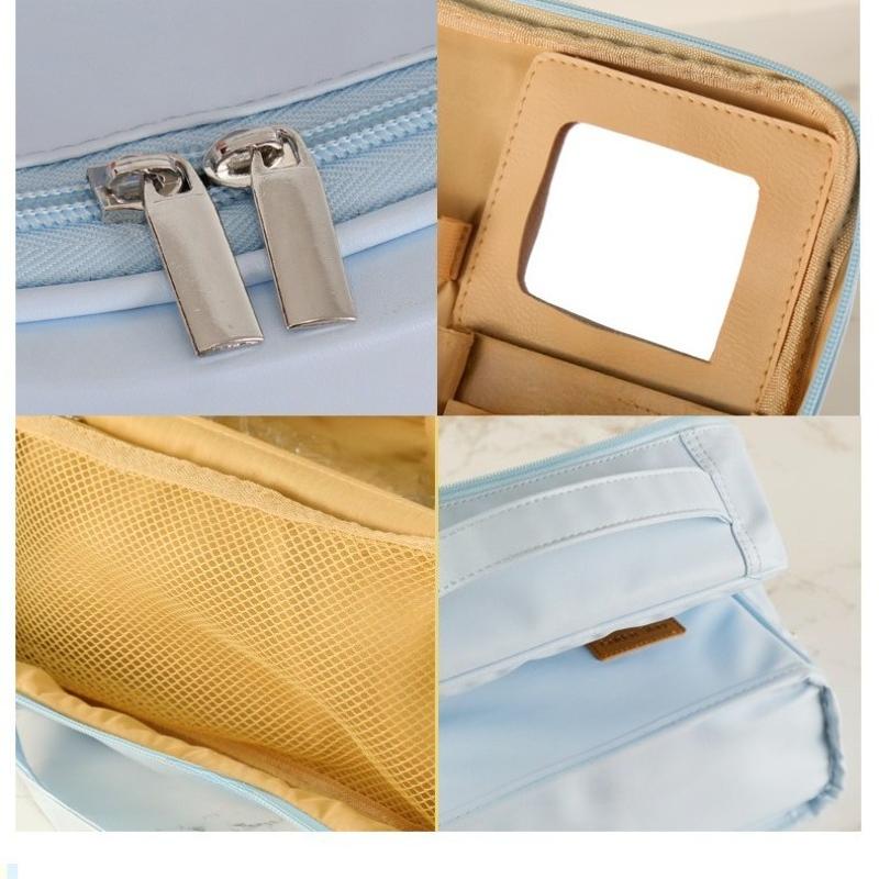 Makeup Bag Large Capacity High Quality Women's Makeup Case Portable Outdoor Partition Toiletries Bag Travel Bag Makeup Storage Bag With Mirror