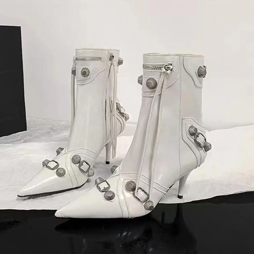 Fashion Sexy Knee High Boots 2024 Winter Boots Brand Design Super High Thin Heels With Rivet Retro Fashion Cool Women Shoes Big Size 46