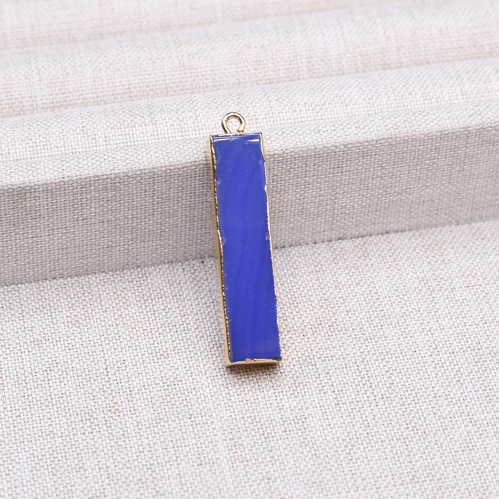 Aura Healing Crystal Pendant, Energy Natural Stone Rose Quartz Clear Quartz Rectangular Charms for Jewelry Making DIY Necklace Accessories 8×40mm