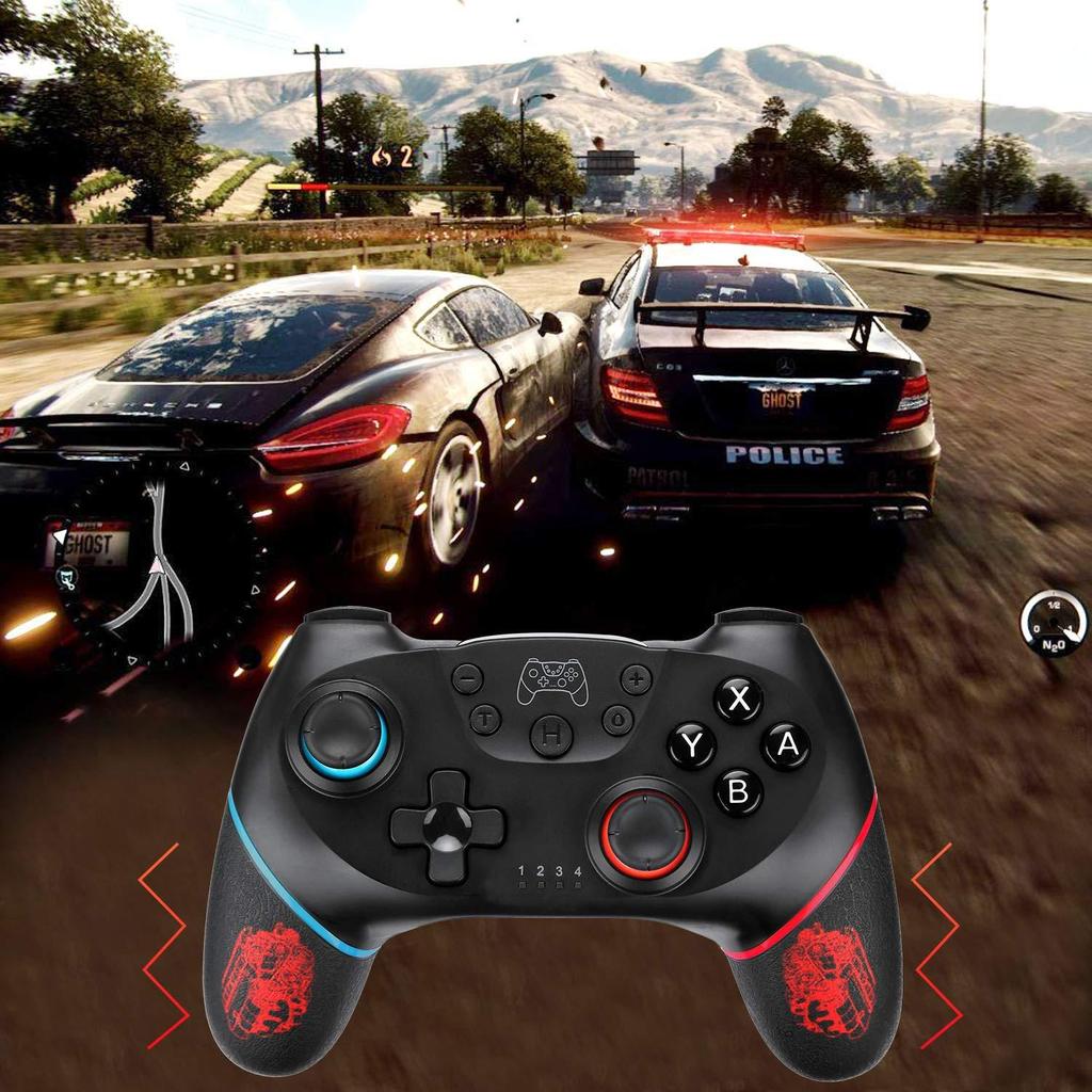 Pro Wireless Bluetooth Controller with Vibration & 6-Axis Somatosensory, Rubber Grip