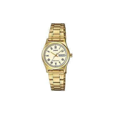 Ceas Damă Fashion Impermeabil Quartz Curea din Oțel Placată cu Aur Cadran Auriu LTP-V006G-9B