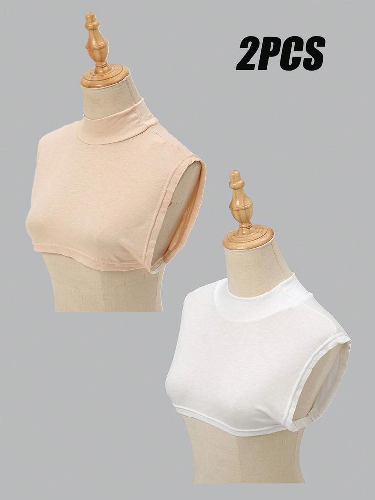 2Pcs Modal Square Fake Collar Soft Elastic Modal Detachable Collar Solid Color Turtleneck High Inner Neck Cover Women Scarf