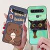 For LG K41S K51S 2020 Elegant Floral Cat Printed Phone Case For LG K41S K51S LM-K410 LM-K510 Black Silicone Soft Cases