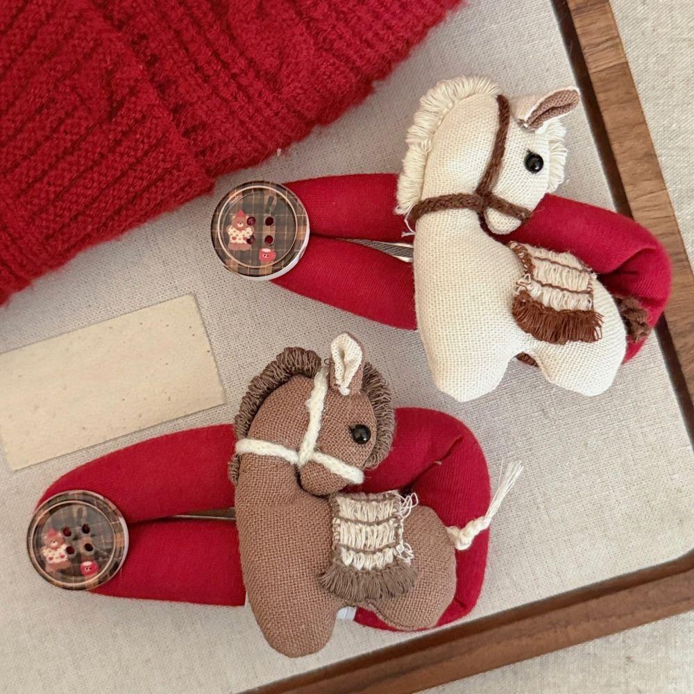 Hair Wear New Year Hair Clip Funny Horse Doll Side Clip Creative Horse Hair Clip  Headwear