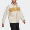 Adidas Colorblock Fleece Warm Logo Sports Stand Collar Jacket for Men, Off-White