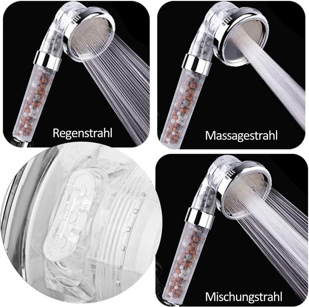 Duschkopf 7 Modi Sprühwasser sparend SPA Duschkopf Hochdruck rund Handbrause Schalter verstellbar Filterdüse Badezimmer