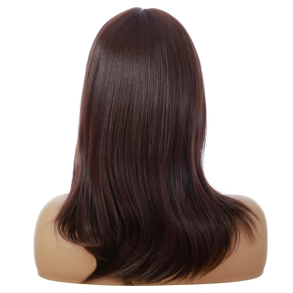 Ladies Dark Brown Wig Medium Long Wavy Wig Hair Synthetic Natural For Women Cosplay Heat Resistant Use Daily Wigs