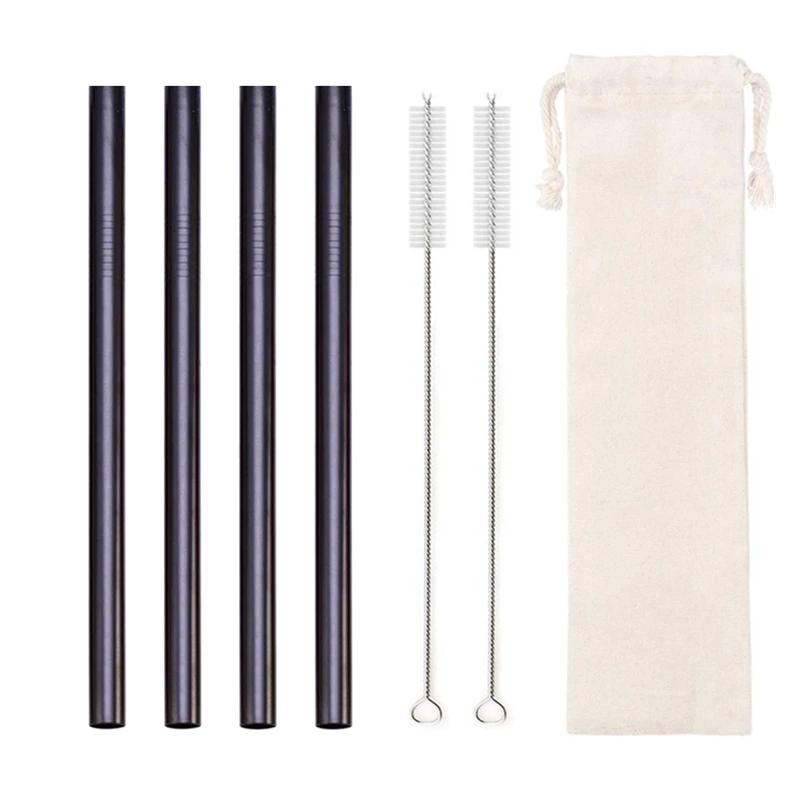 12mm Boba Metal Straw Eco-friendly 304 Stainless Steel Straws Set Reusable Drinking Straw for Bubble Tea Milkshake Bar Accessory