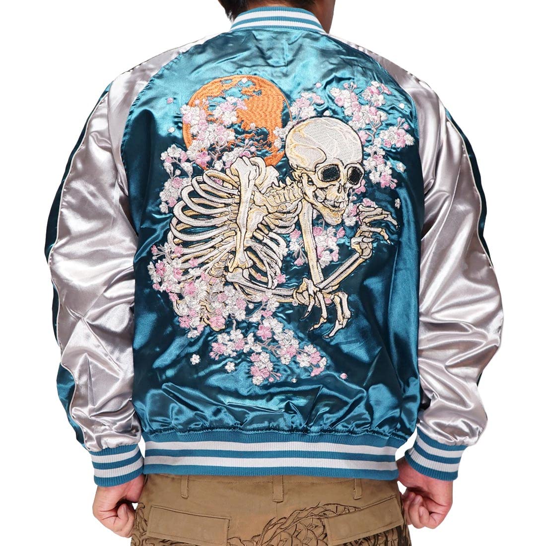 

Oboro Japanese pattern Sukajan jacket for with embroidered skull and turquoise 61 [OBORO] men, motifs, unisex, 9023821, Turquoise-XXL
