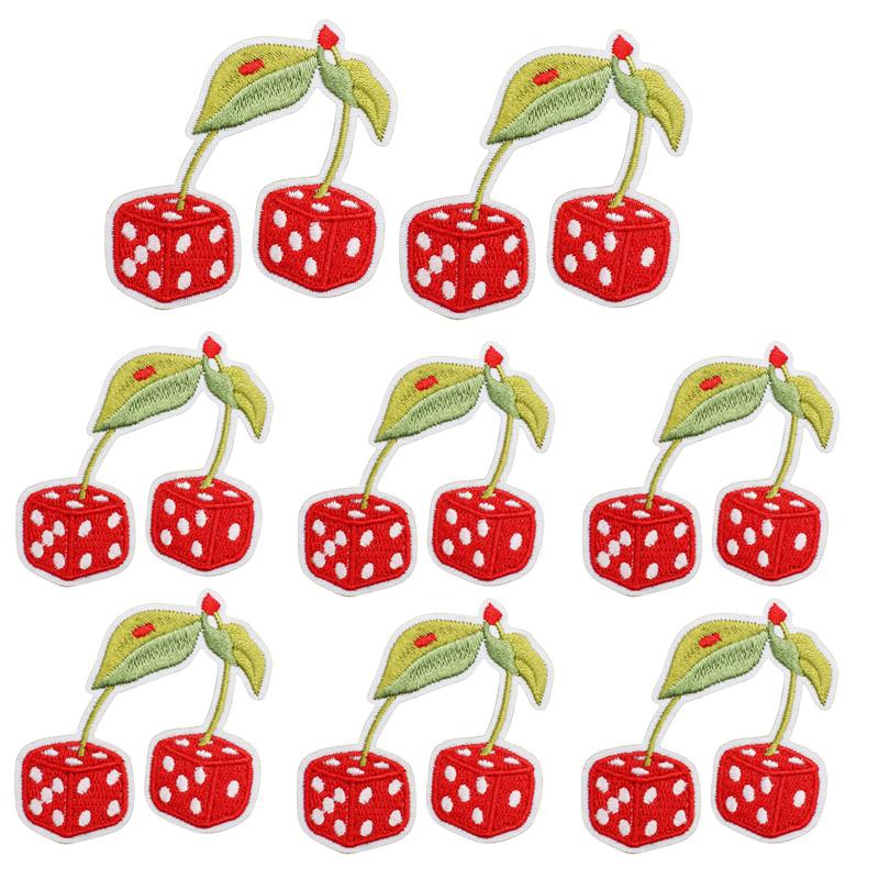 10pcs /Set Fruit Cherry Embroidered Patches Diy Hats Jackets Sew Patch Badges Iron On Patches For Clothing Accessories Applique
