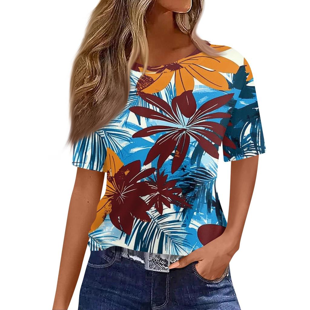 Modisches, lässiges Pullover-Oberteil mit kurzen Ärmeln und Rundhalsausschnitt für Damen