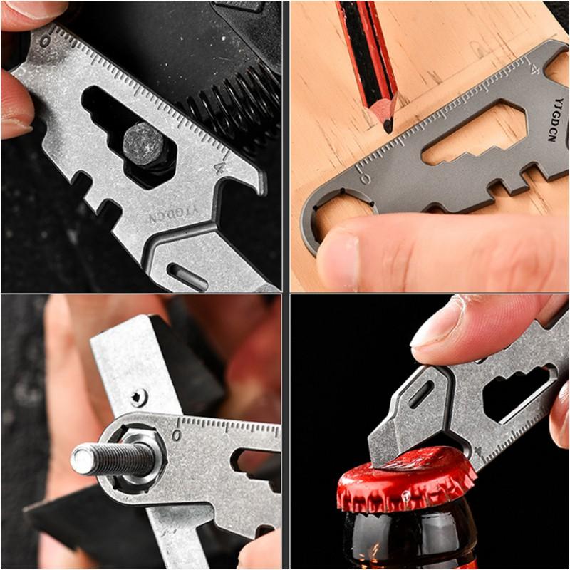 Bottle Opener Pry Bar Scale EDC Keychain Multifunctional Tool Window Breaker Gift Titanium Alloy EDC Crowbar with Necklace