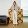Elle French Style Double-Breasted Mid-Length Tie Shoulder Trench Coat Women coats Khaki-Green L7ADD047