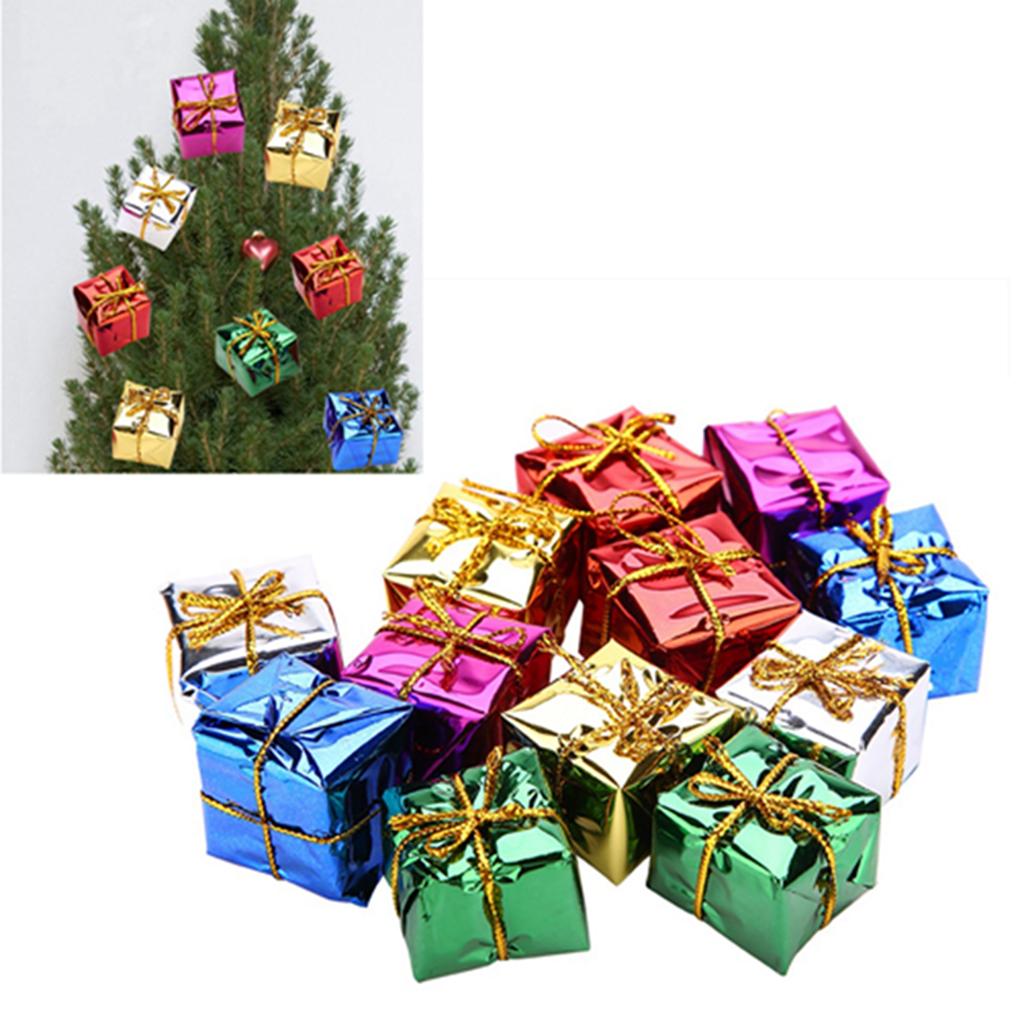 12PCS Gift Box Pendant Hanging Ornament for Christmas Tree Xmas Parties Decor