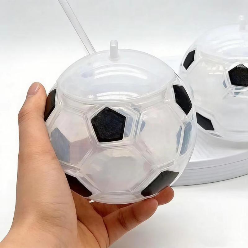 500ml Soccer Straw Water Bottle Leak Proof Sealed Plastic Portable Drinking Cup for Gym Hiking Travel Use