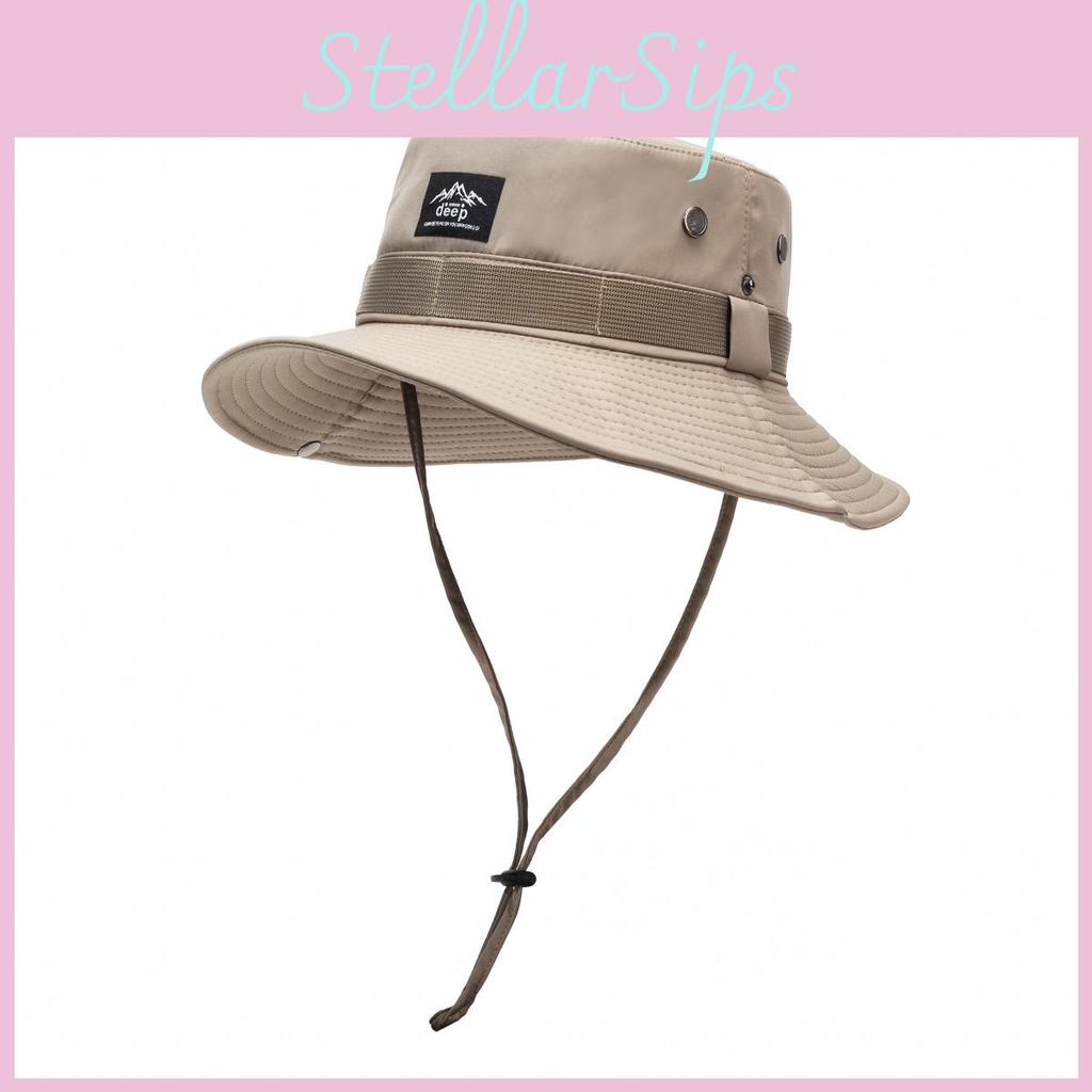 Fishermans Hat Outdoor With Wide Brim Drawstring Design And Decoration Letter