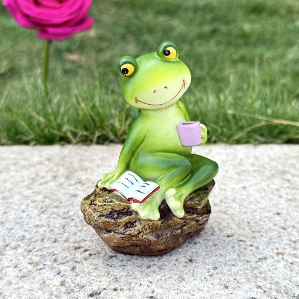 Resin Garden Frog Statue Cute Miniatures Figurine Garden Decoration Animal Sculpture  Bonsai