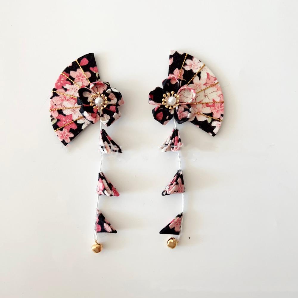 Bell Kimono Sakura Hairpin Sakura Hanfu Fan Hair Clip Cute Tassel Fan Hair Clip  Photo Pros