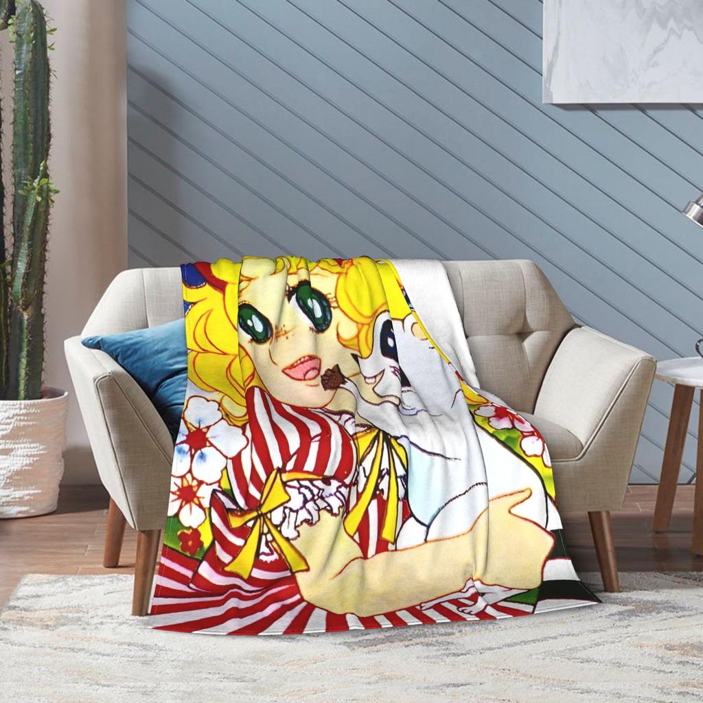 Candy Candy Kawaii Cartoon Decken Anime Flanell Lustige Warme Überwurfdecke für Zuhause Restaurant Textil Dekoration